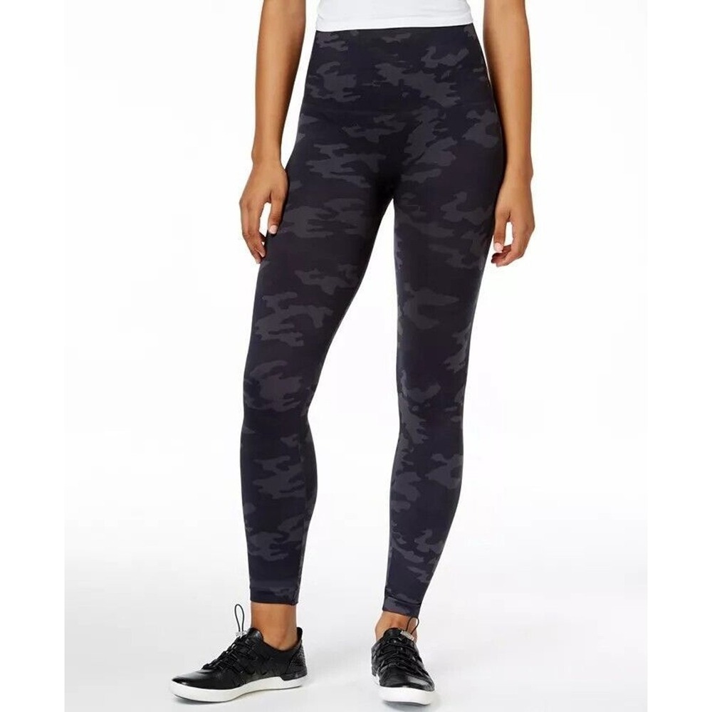 SPANX Women's Medium Look at Me Now Seamless Leggings Black Camo Shaping FL3515